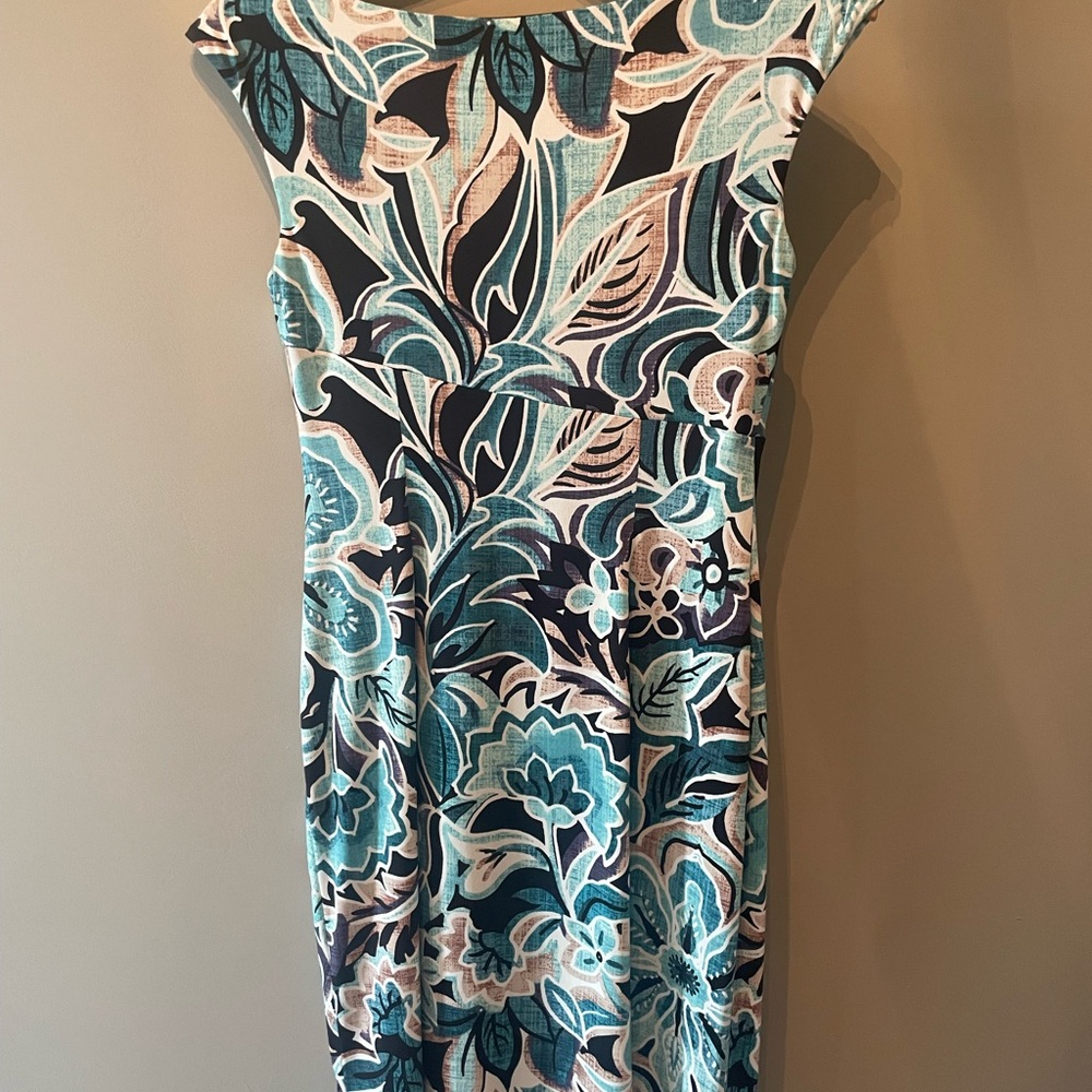 Connected Apparel Blue Floral Midi Dress - Picture 6 of 6